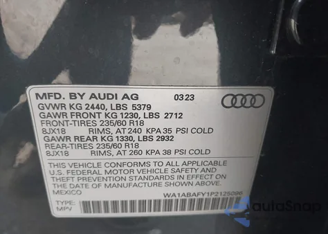 2023 Audi Q5 Premium 40 Tfsi Quattro S Tronic z USA, uszkodzony, nr VIN WA1ABAFY1P2125096